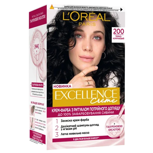 Фарба для волосся L'oreal Paris Excellence Creme 200 Темно-коричневий