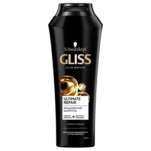 Зміцнюючий шампунь Gliss Ultimate Repair для сильно пошкодженого та сухого волосся 250мл