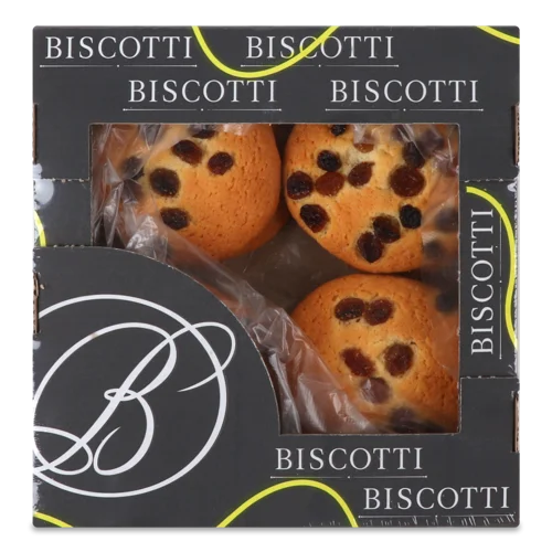Печиво Здобне Пісочно-Відсадне Американське з Родзинками Biscotti к/у, 0.215кг