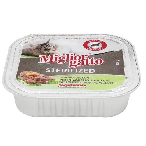 Корм вологий Miglior Gatto з куркою, ягням та овочами для стерилізованих котів 100г