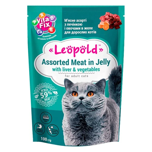 Корм вологий Leopold з печінкою та овочами для котів 100г