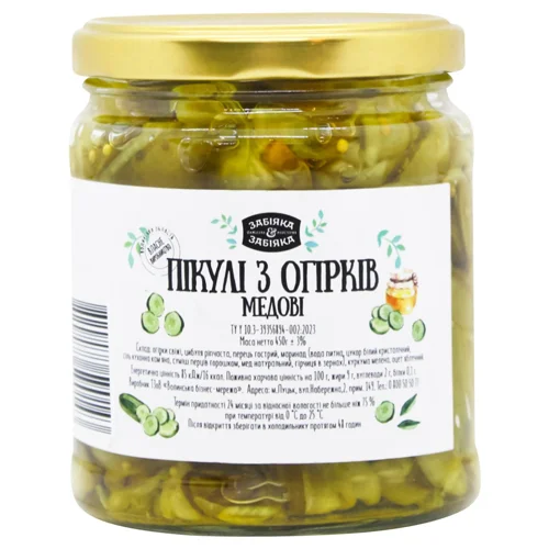 Пікулі Забіяка з огірків медові 450г