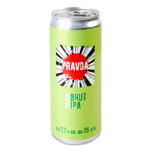 Пиво Brut IPA Pravda Світле Нефільтроване Непастеризоване, 0.33л 7.7% з/б