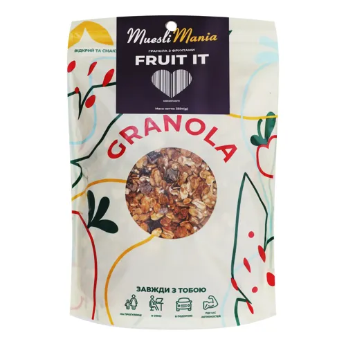 Сніданки сухі Гранола з фруктами Fruit It Muesli Mania д/п 350г