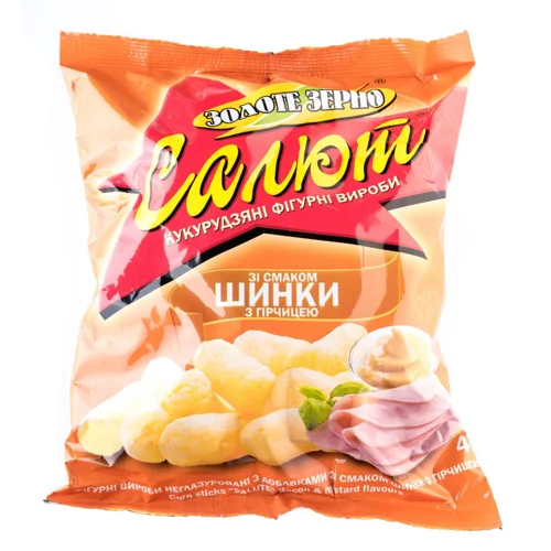 Кукурудзяні палички Салют зі смаком шинки з гірчицею,45г