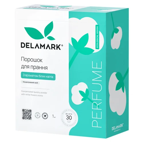 Пральний порошок DeLaMark Royal Powder з ароматом білих квітів універсальний концентрований безфосфатний 1кг