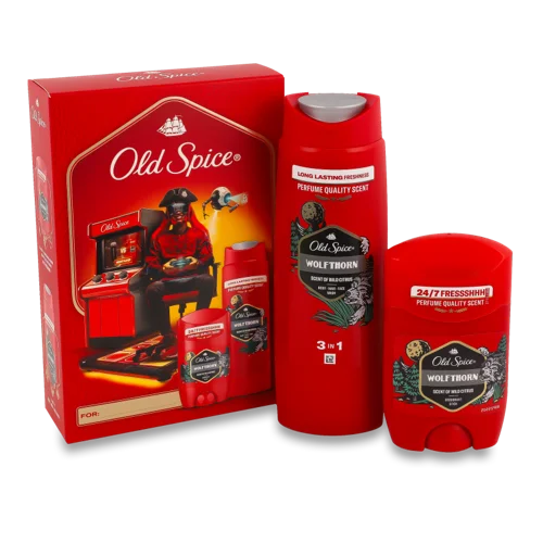 Дезодорант Твердий Wolfthorn 50мл + Гель для Душу та Шампунь 2в1 Old Spice 250мл
