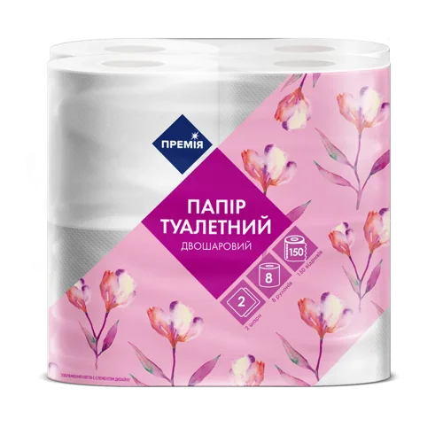Папір туалетний «Премія»® 2-шаровий, 8шт