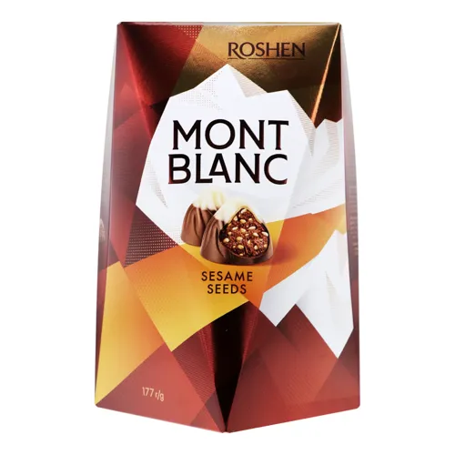 Цукерки пралінові з шоколадом і сезамом Mont Blanc Roshen к/у 177г