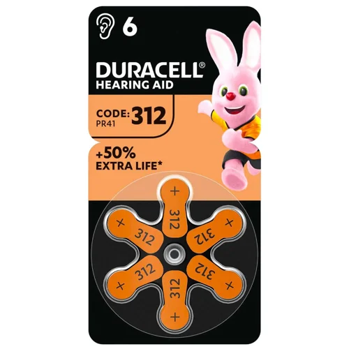 Батарейка Duracell Hearing Aid 312 для слухових апаратів 6шт