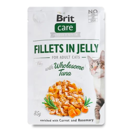Вологий Корм Для Дорослих Котів Fillets in Jelly з Високоякісним Тунець Care Brit, 85г