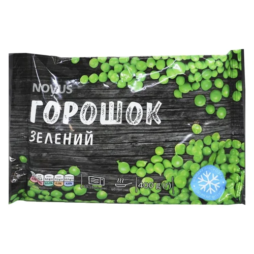 Горошок зелений Novus швидкозаморожений 400г