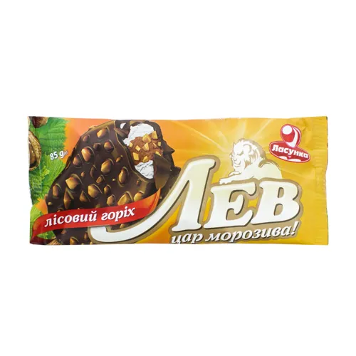 Морозиво 12% у кондитерській глазурі з фундуком Лісовий горіх Лев Ласунка м/у 85г