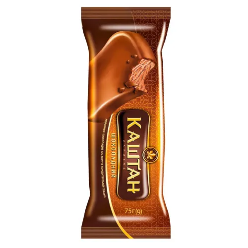 Морозиво Хладик Каштан Шоколадний пломбір в кондитерській глазурі, 75г