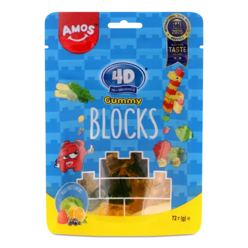 Цукерки Amos Кубики 4D асорті желейні