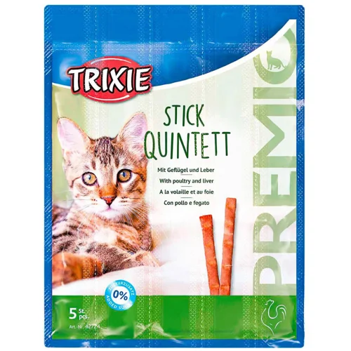 Ласощі для котів Trixie Premio Stick Quintett з домашньою птицею та печінкою палички 5шт х 5г