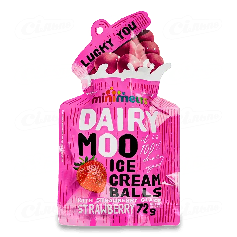 Кульки-морозиво Mini Melts Dairy Moo Strawberry, 72г