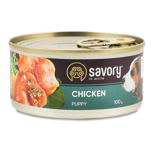 Корм Консервований Повнораціонний для Цуценят Chicken Savory з/б 100г