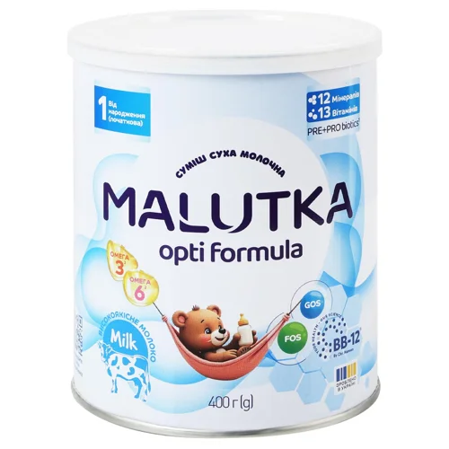 Суміш молочна суха Malutka Opti Formula 1 від народження 400г