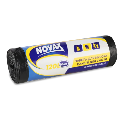 Пакети Для Сміття 120л Novax, 10шт, Пластикова Пляшка
