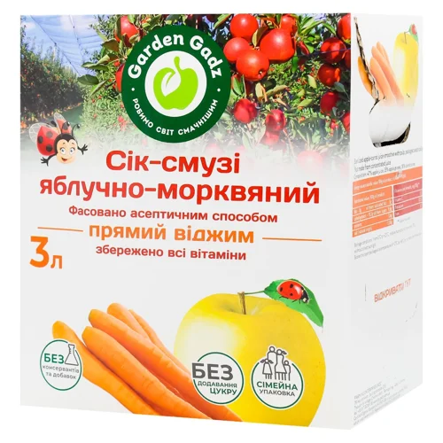 Сік-смузі Garden Gadz яблучно-морквяний з м'якоттю 3л