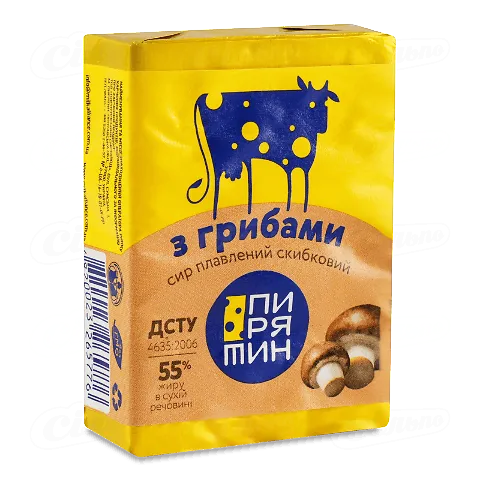 Сир плавлений Пирятин з грибами 55%, 70г