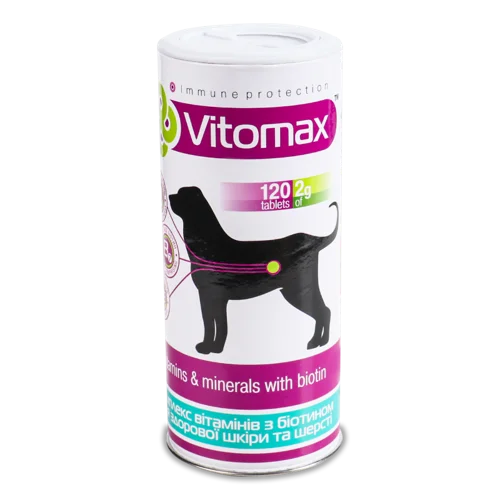 Вітамінний Комплекс з Біотином для Здорової Шкіри та Шерсті Vitomax, 120 шт