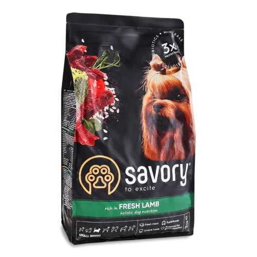 Корм Сухий Повнораціонний для Собак, Ягнятина, Small Savory, м/у, 3 кг