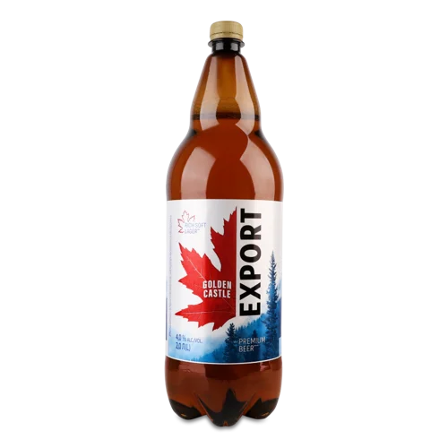 Пиво Світле Пастеризоване Вищого Ґатунку Export Golden Castle, 2л, 4%