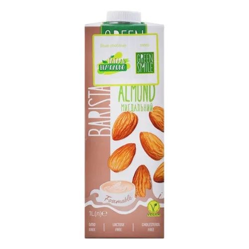 Напій мигдальний 1.5% ультрапастеризований збагачений кальцієм Barista Green Smile т/п 1л