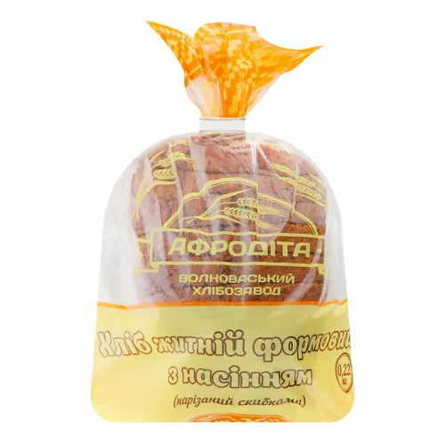 Хліб нарізний формовий житній з насінням Афродіта м/у 0.22кг