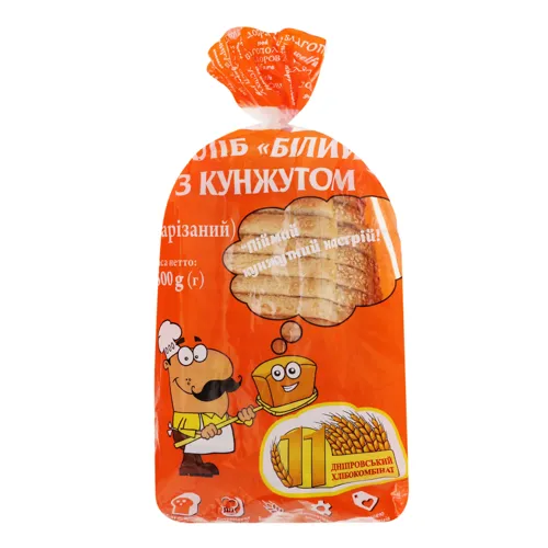 Хліб з кунжутом нарізний Білий Дніпровський хлібокомбінат №11 м/у 500г