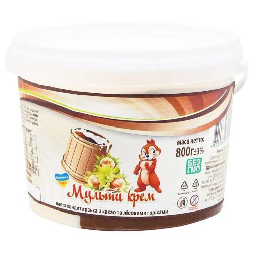 Паста кондитерська Мульті крем з какао та лісовим горіхом 800г