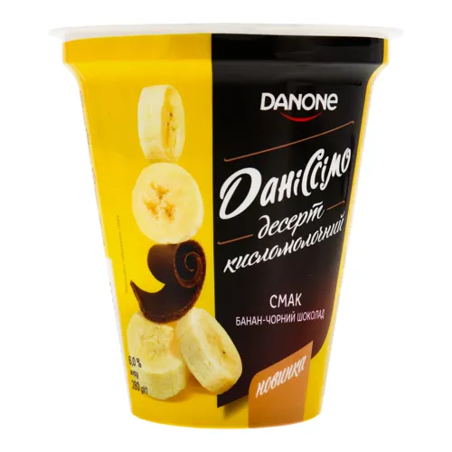Десерт 6% кисломолочний Банан-чорний шоколад Даніссімо ст 280г