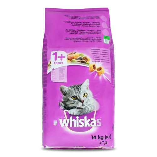 Корм сухий для дорослих котів від 1 року з ягням Whiskas, м/у 14 кг