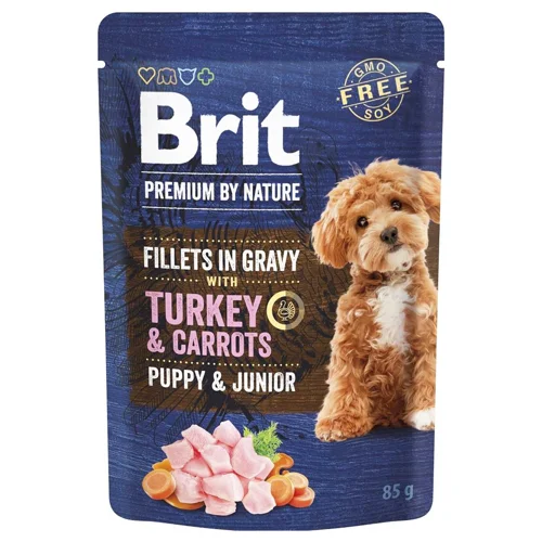 Корм вологий Brit Premium Fillets in Gravy з індичкою та морквою для цуценят 100г