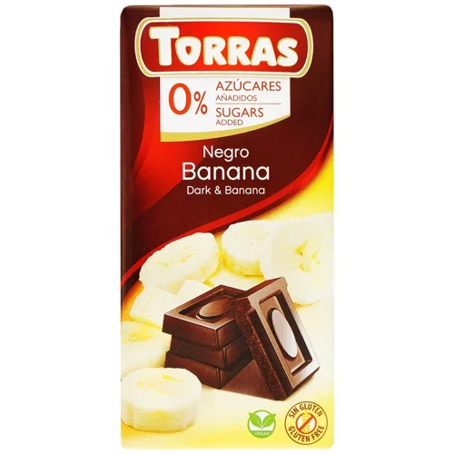 Шоколад чорний Torras з бананом без цукру та глютену 75г