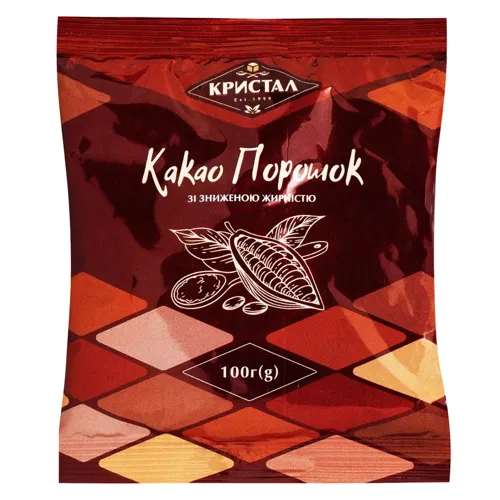 Какао-порошок Кристал зі зниженою жирністю 6-8%, 100г