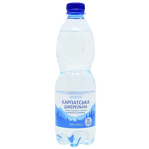 Вода мінеральна Novus Карпатська Джерельна сильногазована 0,5л
