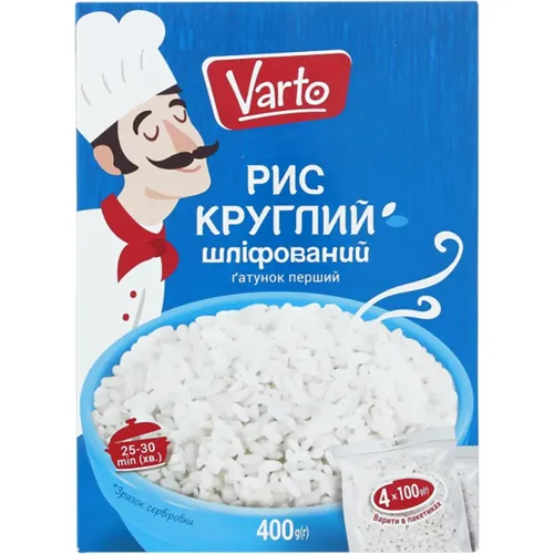 Рис шліфований круглозерністий Varto 4 x 100г