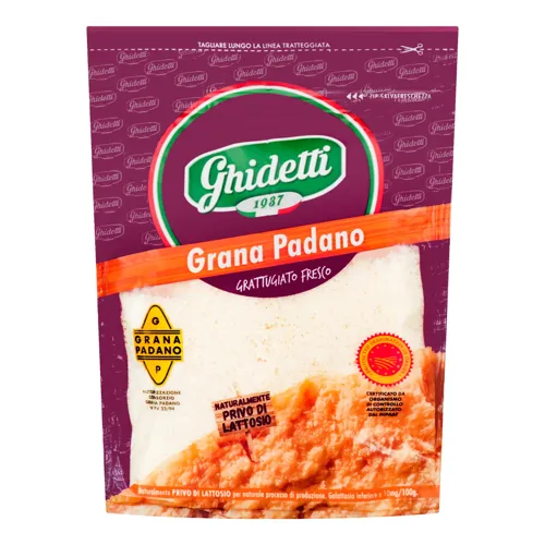 Сир 45% тертий Grana Padano Ghidetti д/п 100г