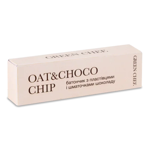 Батончик З Пластівцями І Шматочками Шоколаду З Підсолоджувачами Oat&Choco Chip Green Chef, к/у 40г