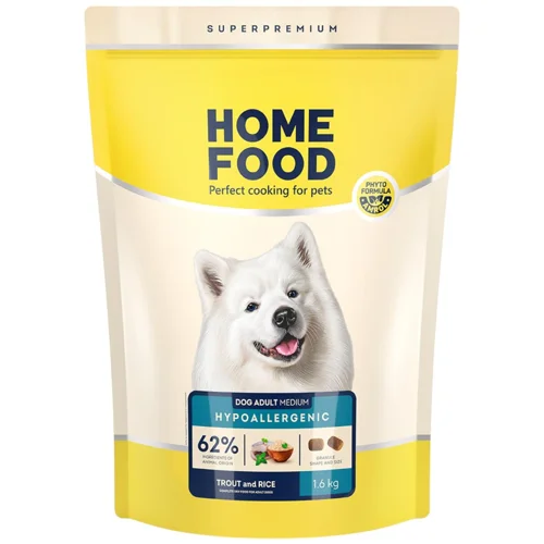 Корм сухий Home Food з фореллю та рисом для собак середніх порід 1,6кг