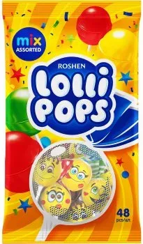 Льодяники карамельні Roshen Lollipops з коктейльними смаками 0.92 кг