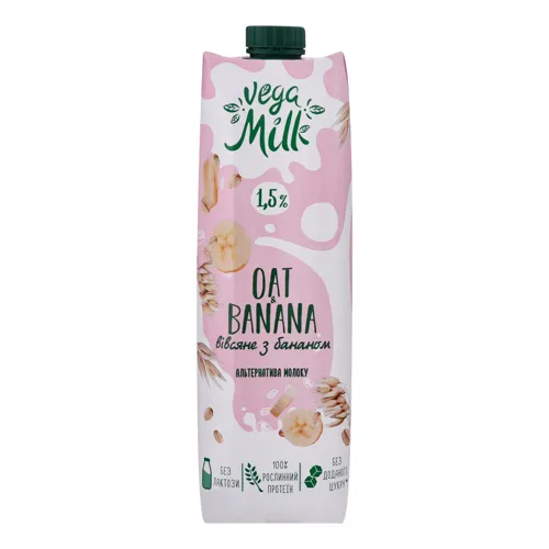 Напій вівсяний 1.5% з бананом ультрапастеризований Oat&Banana Vega Milk т/п 950мл