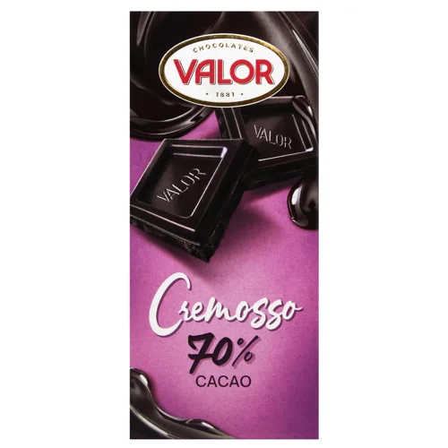 Шоколад чорний Valor Cremosso з мигдалевою пастою 70% 90г