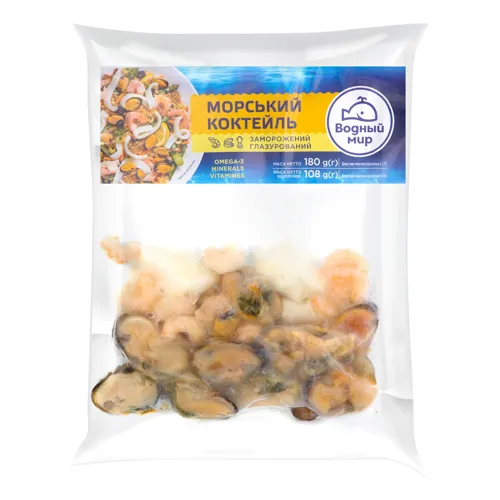 Коктейль морський заморожений глазурований Водний світ вищого ґатунку 180г
