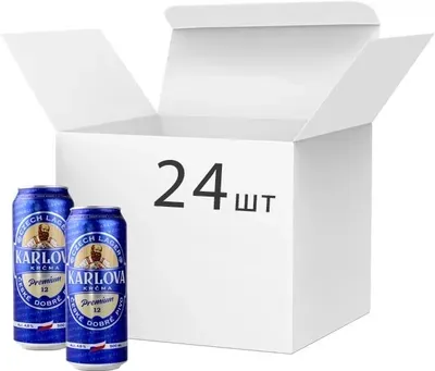 Упаковка пива KARLOVA KRCMA PREMIUM світле фільтроване 4.8%, 0.5 л х 24 шт.