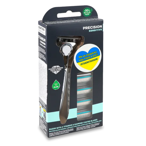Бритва З Змінними Картриджами Sensitive Precision Essential 4 Quattro Wilkinson Sword, 1шт