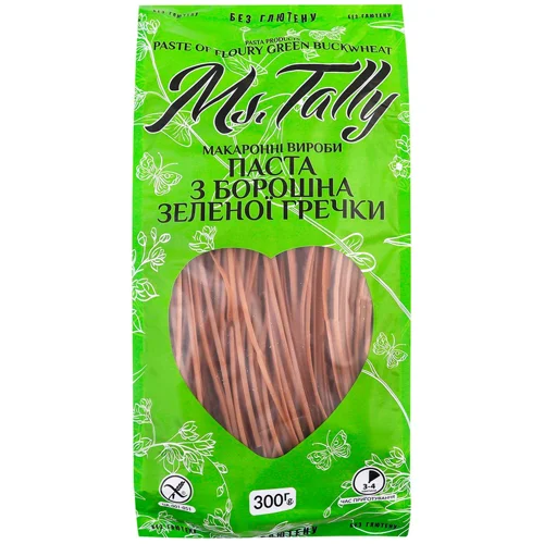 Макаронні вироби Ms.Tally з зеленої гречки без глютену 300г